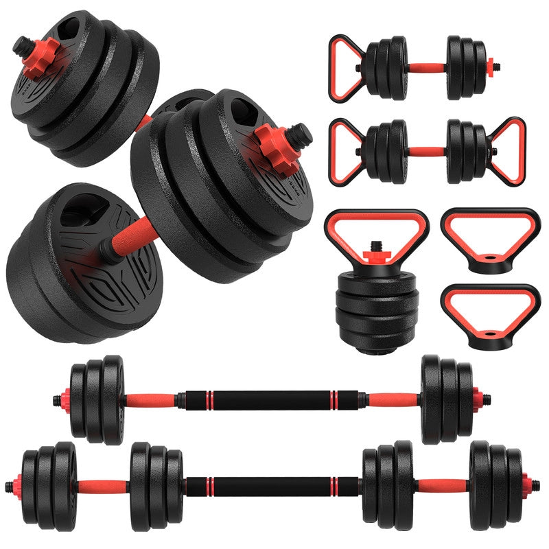 Manubri regolabili da 20 kg, set di manubri Rattantiree 4 in 1, manubri, kettlebell, bilancieri e flessioni, sollevamento pesi multiuso