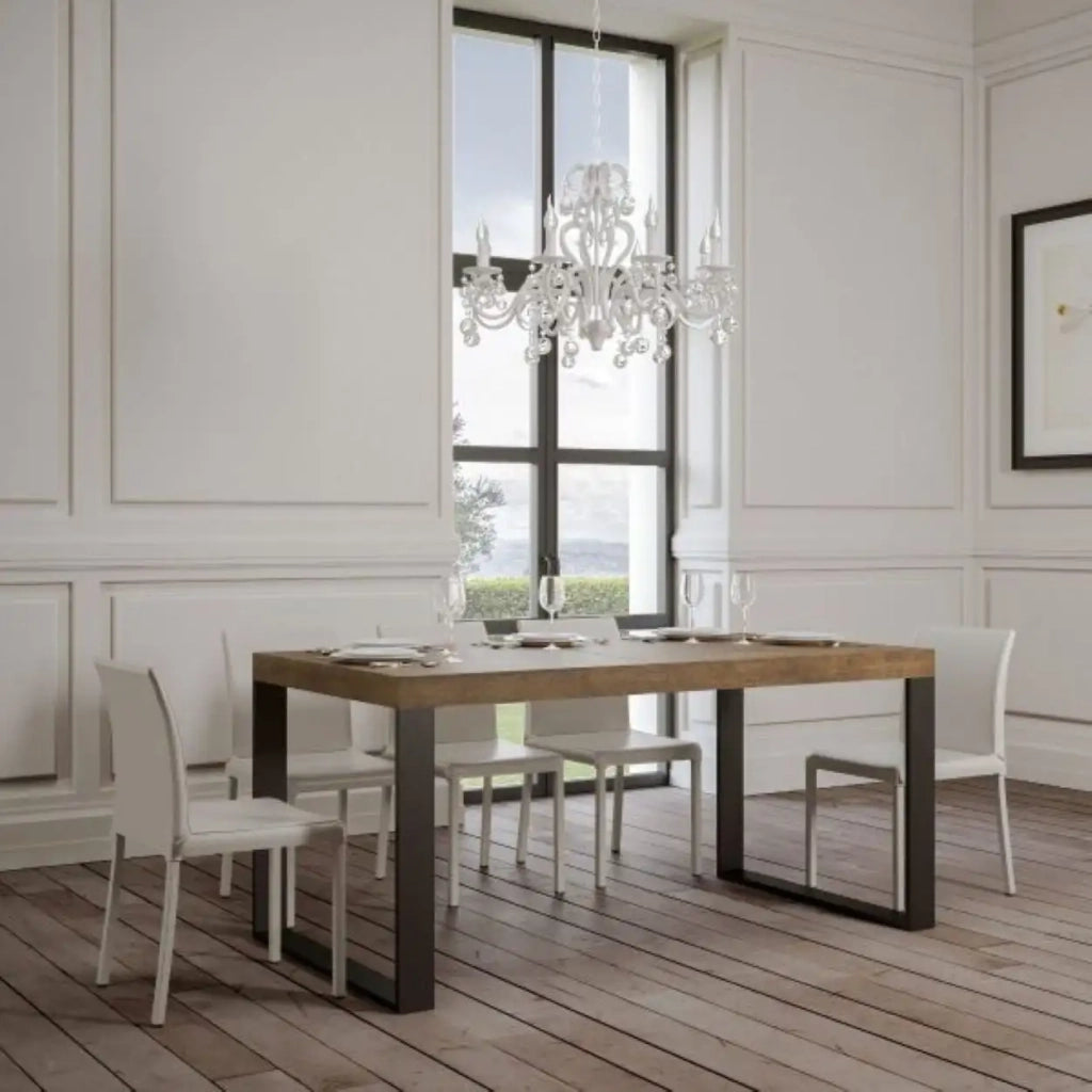 Tavolo allungabile 160/264x90 cm Tecno colore noce gambe antracite