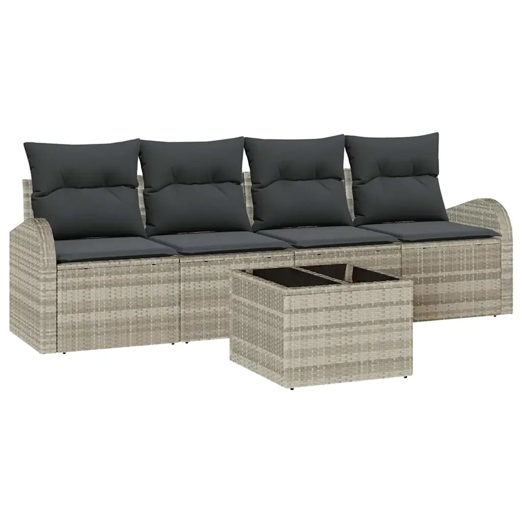Set Divano da Giardino 5 pcs Grigio chiaro e grigio scuro