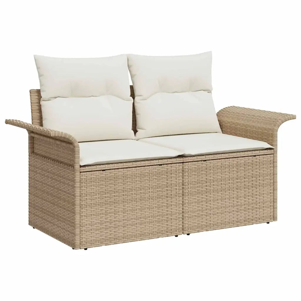 Set Divano da Giardino con cuscino beige e panna