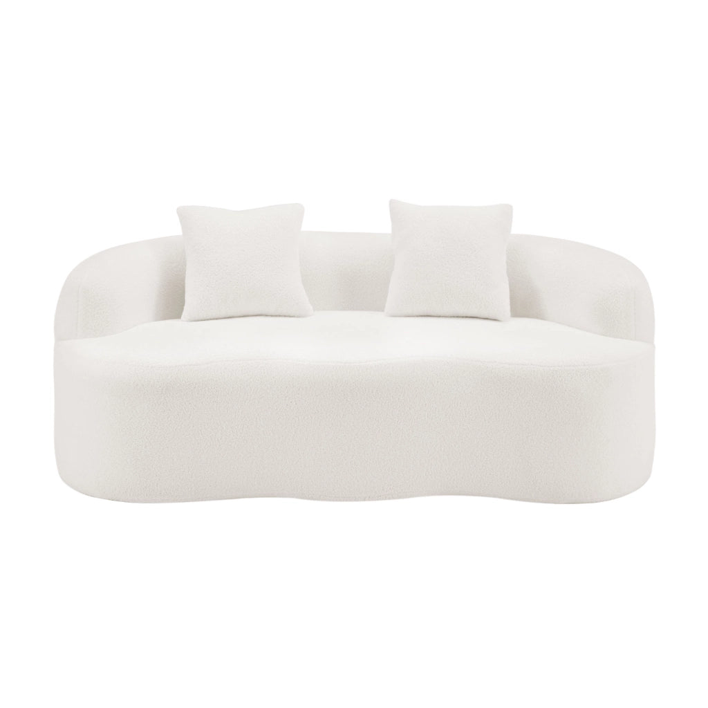 Divano Loveseat 2 Posti con Cuscini e Braccioli Rotondi ¨C MINIMAL ¨C Crema