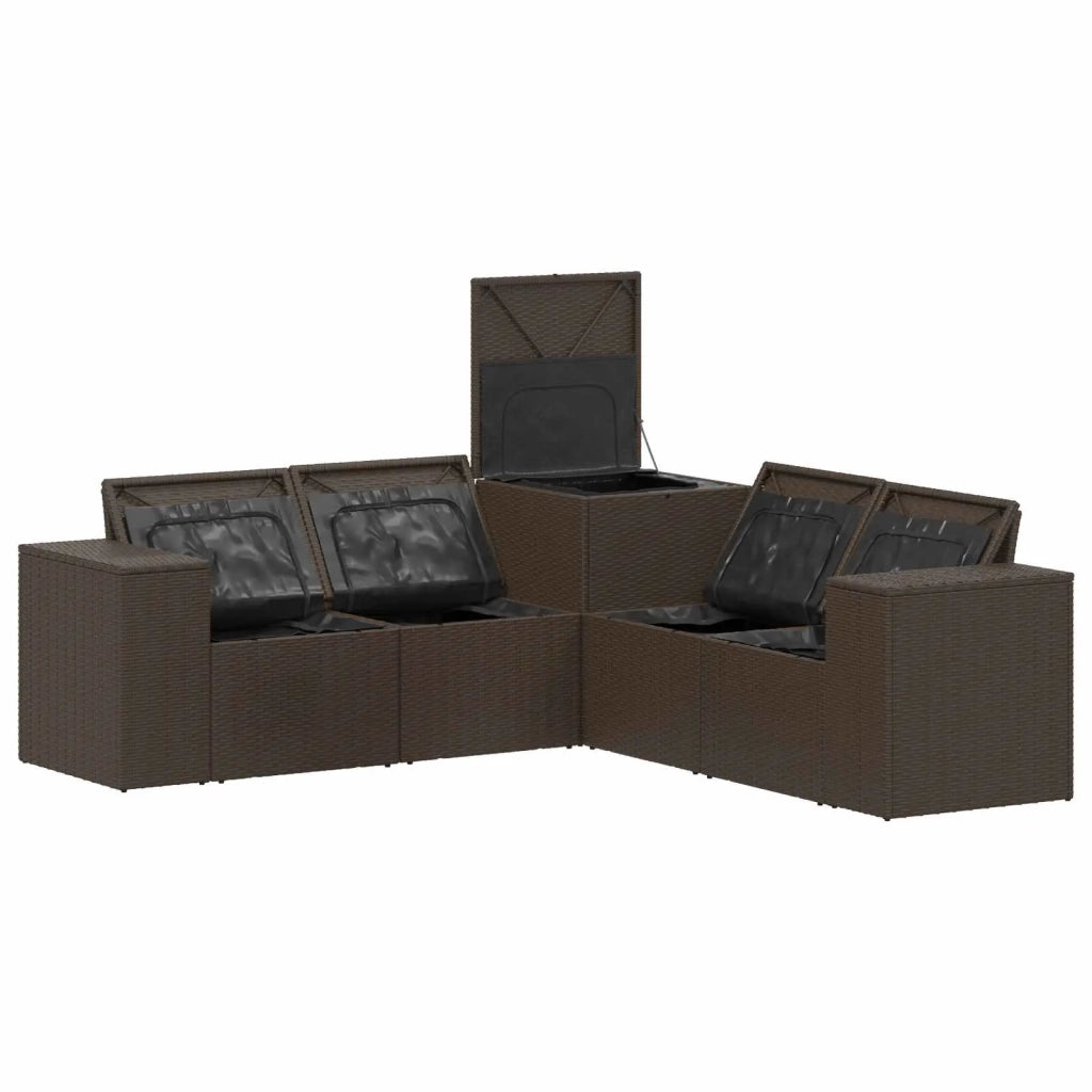 Set di divani 5 pz Marrone e Rosso 200 x 200 x 85 cm 3447917