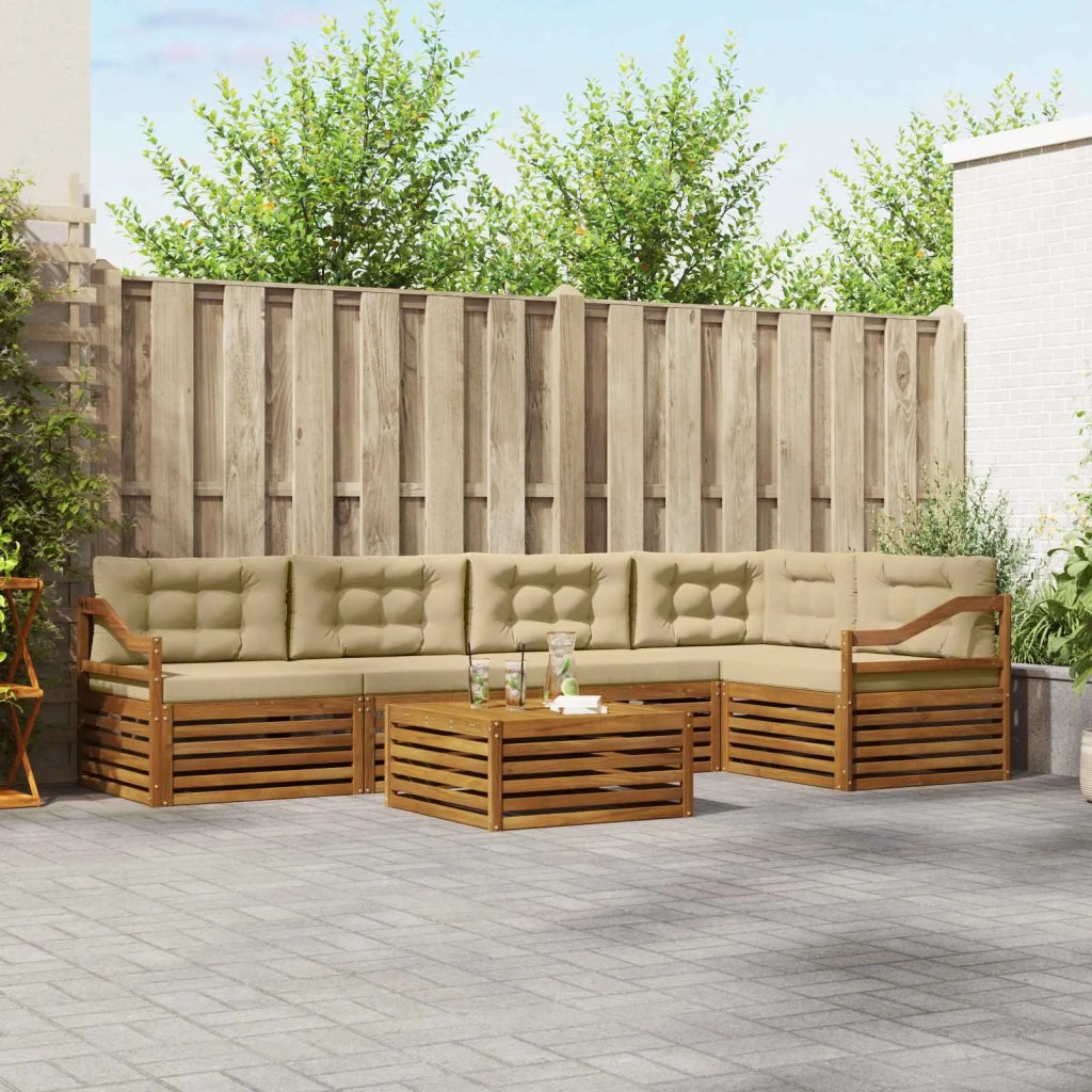 Set di divani da esterno con cuscino 6 pcs Naturale e Beige 3373518