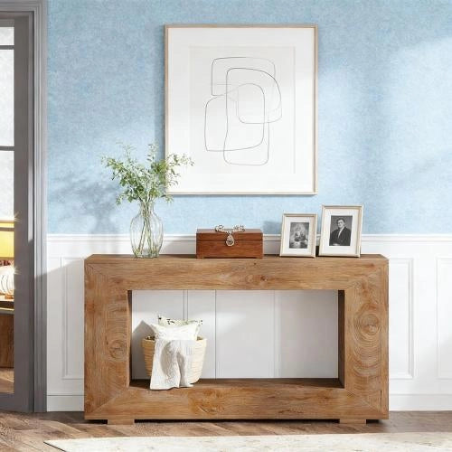 Consolle con spazio contenitore in pannello truciolare marrone stile rustico per ingresso e soggiorno