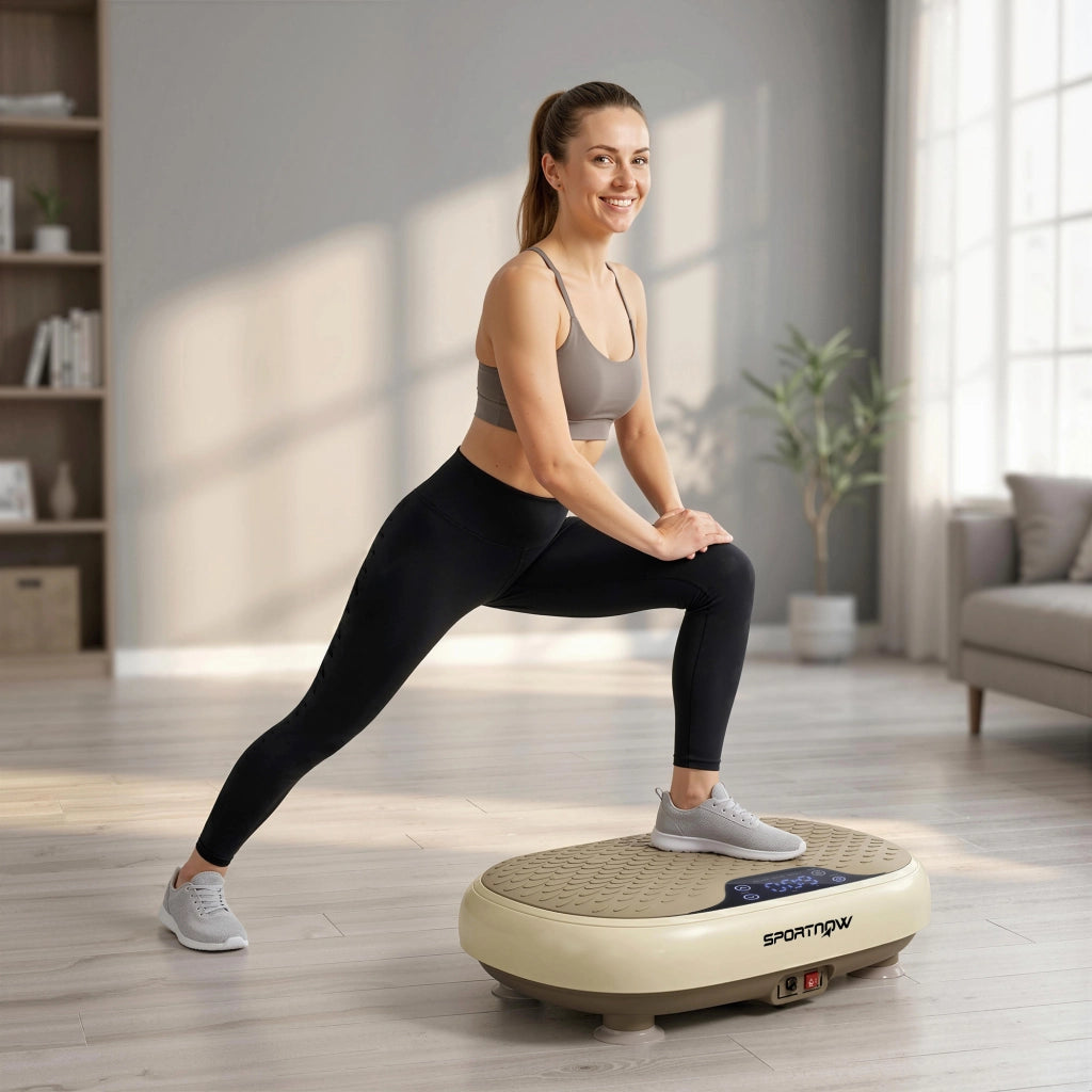 Pedana Vibrante Fitness ¨C Xylo ¨C 20 Livelli, 3 Programmi, Display LED, Telecomando, 46x33x13,5 cm, Beige