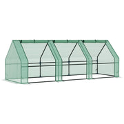 Serra da giardino con finestre arrotolabili; telo PE 140 g/m²; telaio in acciaio; verde; 270x90x90 cm