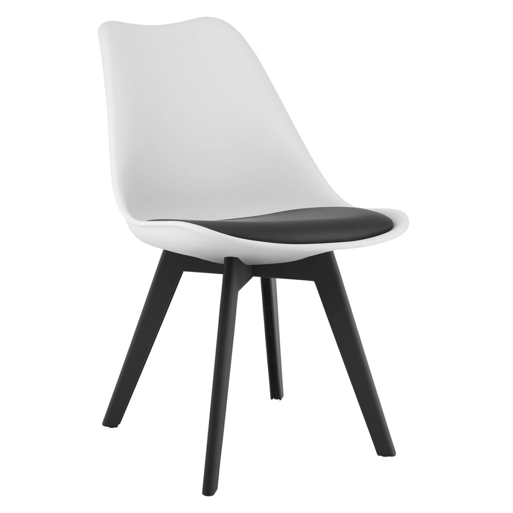 Sedia Mark Bianco e Nero con Cuscino in Ecopelle