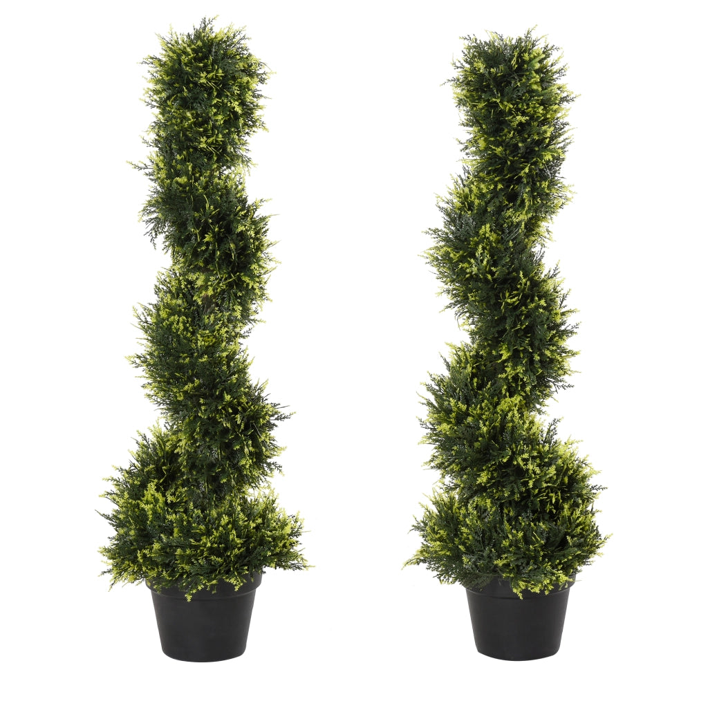 Cedro artificiale a spirale in plastica verde con vaso nero 90 cm per interni, giardino, ufficio e reception