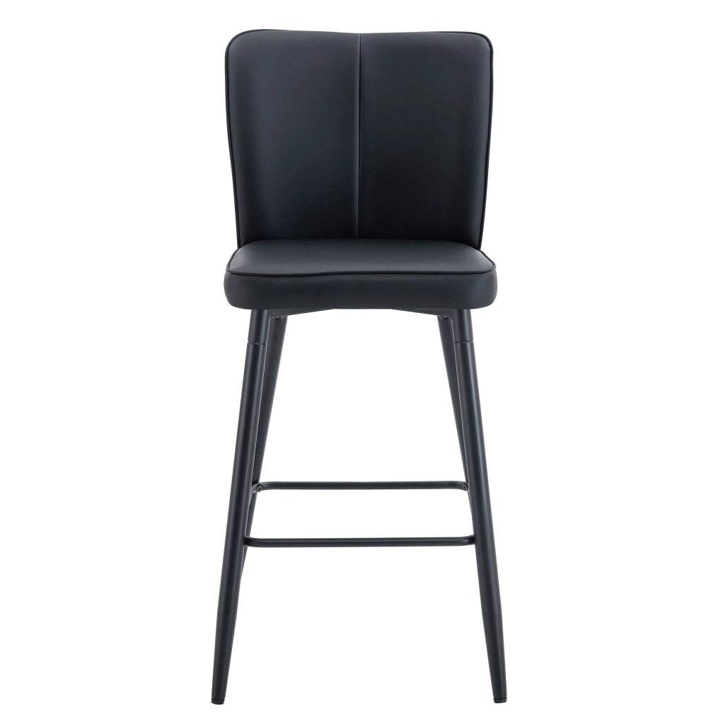 Set di 2 sgabelli da bar 44x44x101 cm in metallo e PU nero con schienale