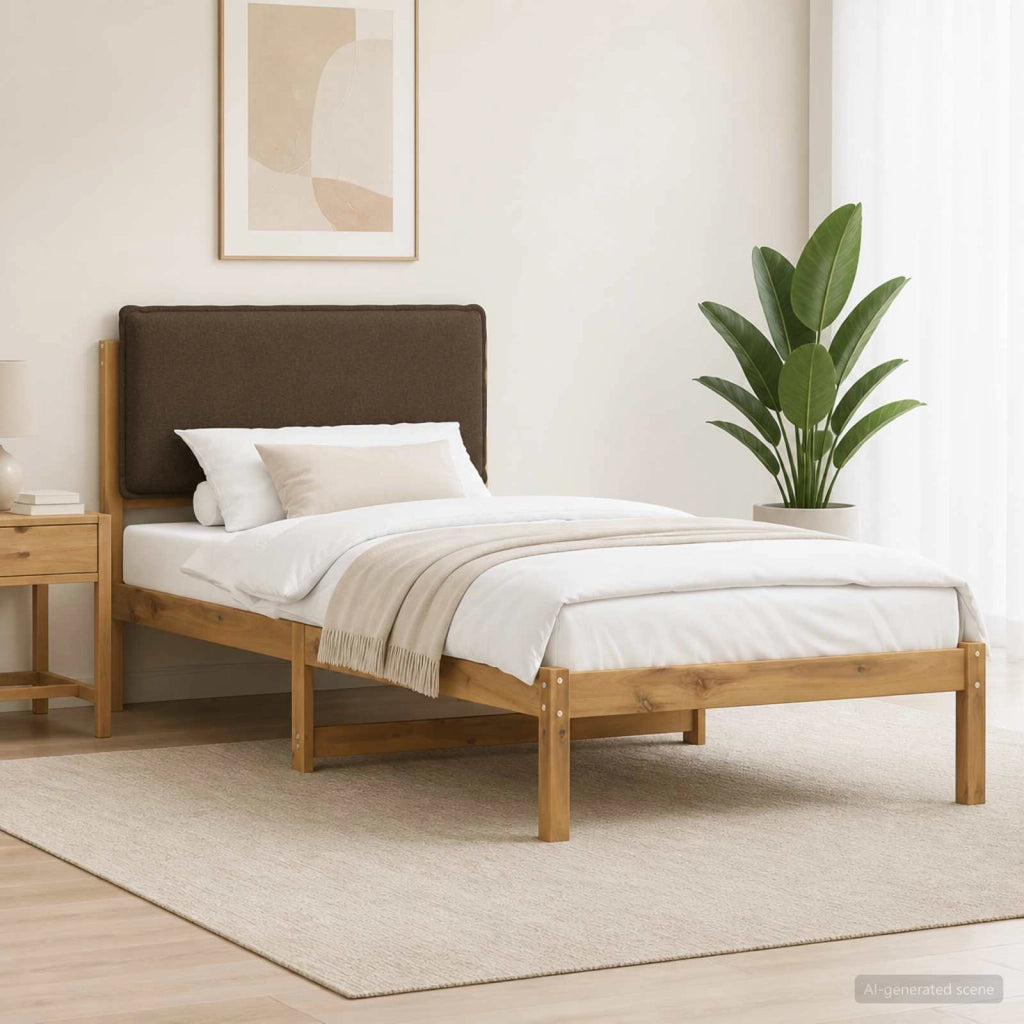 Letto con Testiera Rivestita Bianco lavato e taupe 100 x 200 cm 903931