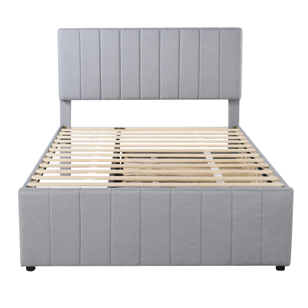 Letto estraibile 140×200 cm e 90×190 cm 3 posti; 3 cassetti e testiera regolabile; senza materasso; grigio