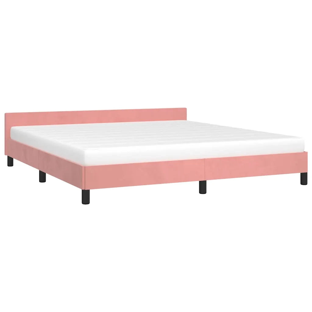 Giroletto con Testiera senza Materasso Rosa 160x200 cm Velluto 347584