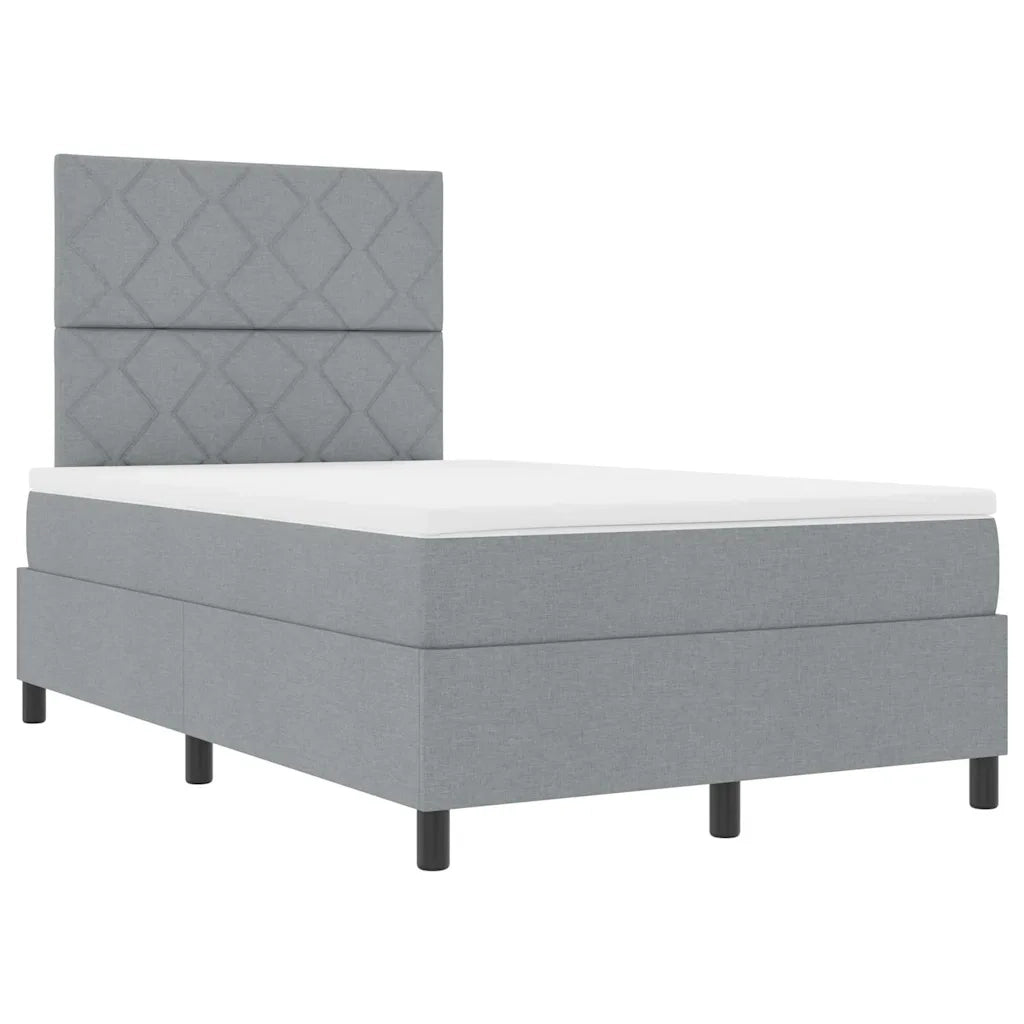 Letto a molle con materasso Grigio chiaro 120 x 200 cm Tessuto