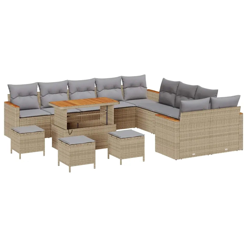 Set Divano da Giardino 18 pcs Beige e Grigio Chiaro polyrattan 3365062