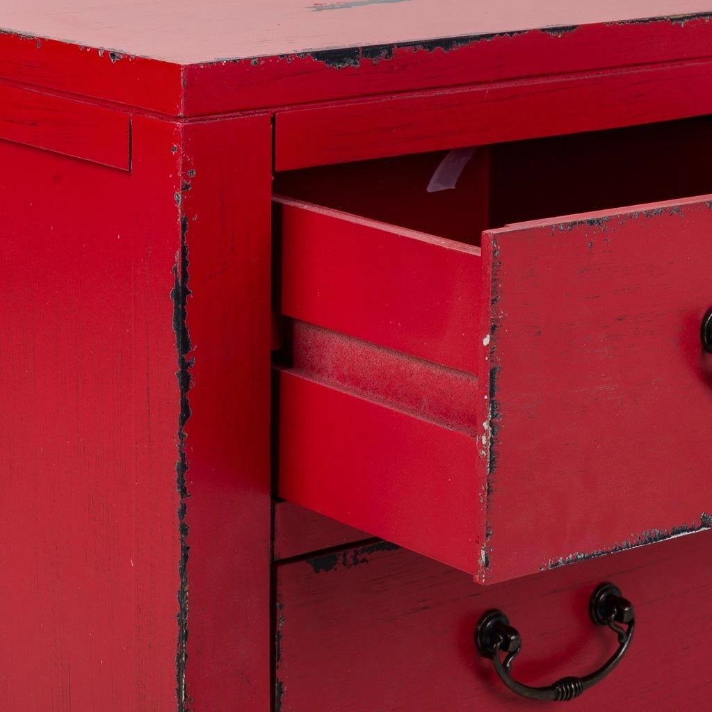 Mobile base in legno rosso 120x40x50h