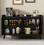 Sideboard con 4 ante e ripiani regolabili in MDF 140x40x84 cm per soggiorno e sala da pranzo