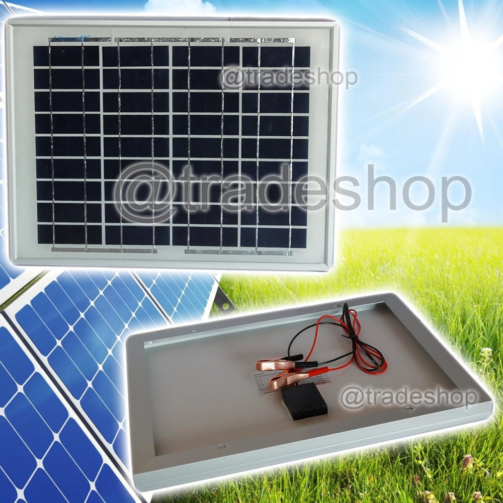 Trade Shop - Pannello Fotovoltaico Solare Modulo 10w 10watt 12v Celle Silicio Pinze Batteria -