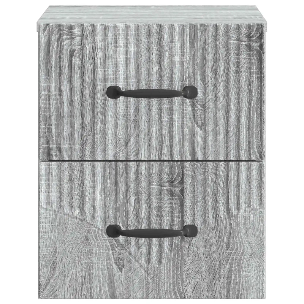 Set di 2 Comodini | Armadio da Notte | Mobiletto da notte a muro Grigio Sonoma 34,5 x 33 x 40 cm