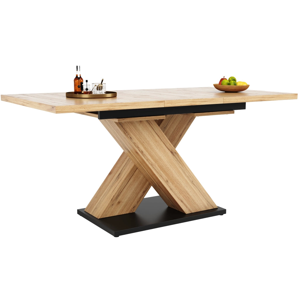 Tavolo da Pranzo Allungabile 119-158;5x80 cm 6-8 Posti LEMONMAX; Sistema Telescopico; Gambe Incrociate Regolabili; Effetto Legno Naturale