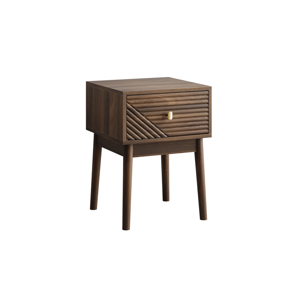 Comodino Moderno in MDF Effetto Noce con 2 Cassetti, 40x40x55 cm, Set da 2 Pezzi