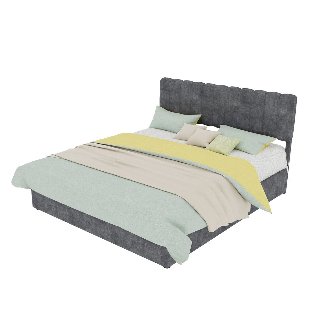 Letto Contenitore Imbottito con Testiera ¨C MINIMAL ¨C Grigio 160x200