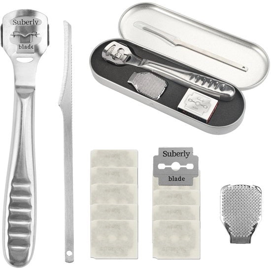 Elettroepilatore Professionale - Elettroscalpello - Raschiatore per Piedi - In Acciaio Inossidabile - Manico Antiscivolo - Incluso Pedicure - Raschiatore per Piedi