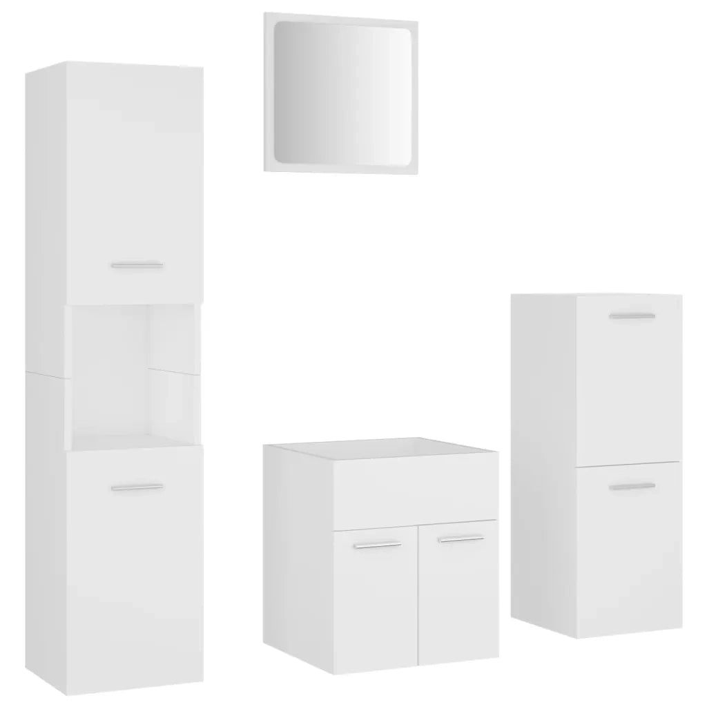 Set Mobili da Bagno | Armadio da bagno Bianco in Truciolato