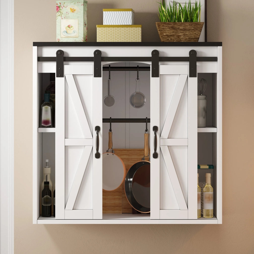 Armadio pensile da cucina con 2 ante scorrevoli e ripiani regolabili, 80x31x76 cm, per soggiorno, bagno e lavanderia