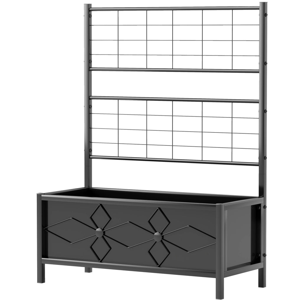 Fioriera Rialzata per Giardino con Griglia ¨C Minimal ¨C Nero Acciaio Galvanizzato 90x40x120 cm