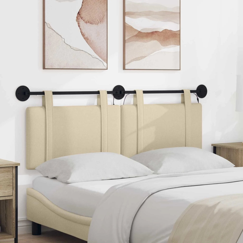 Testiera | Testata sospesa Con luce LED Crema Tessuto