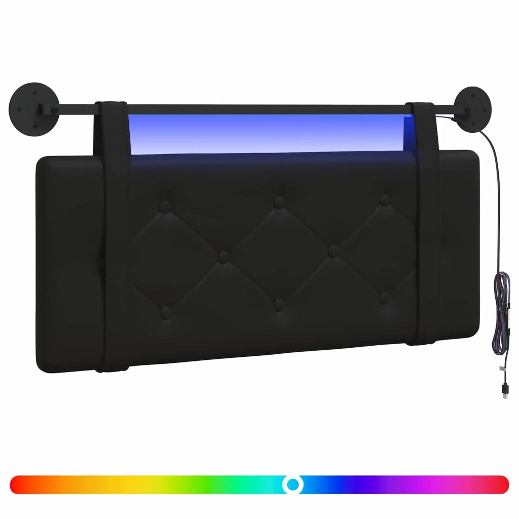 Testiera sospesa Con luce LED Nero Similpelle 3424131