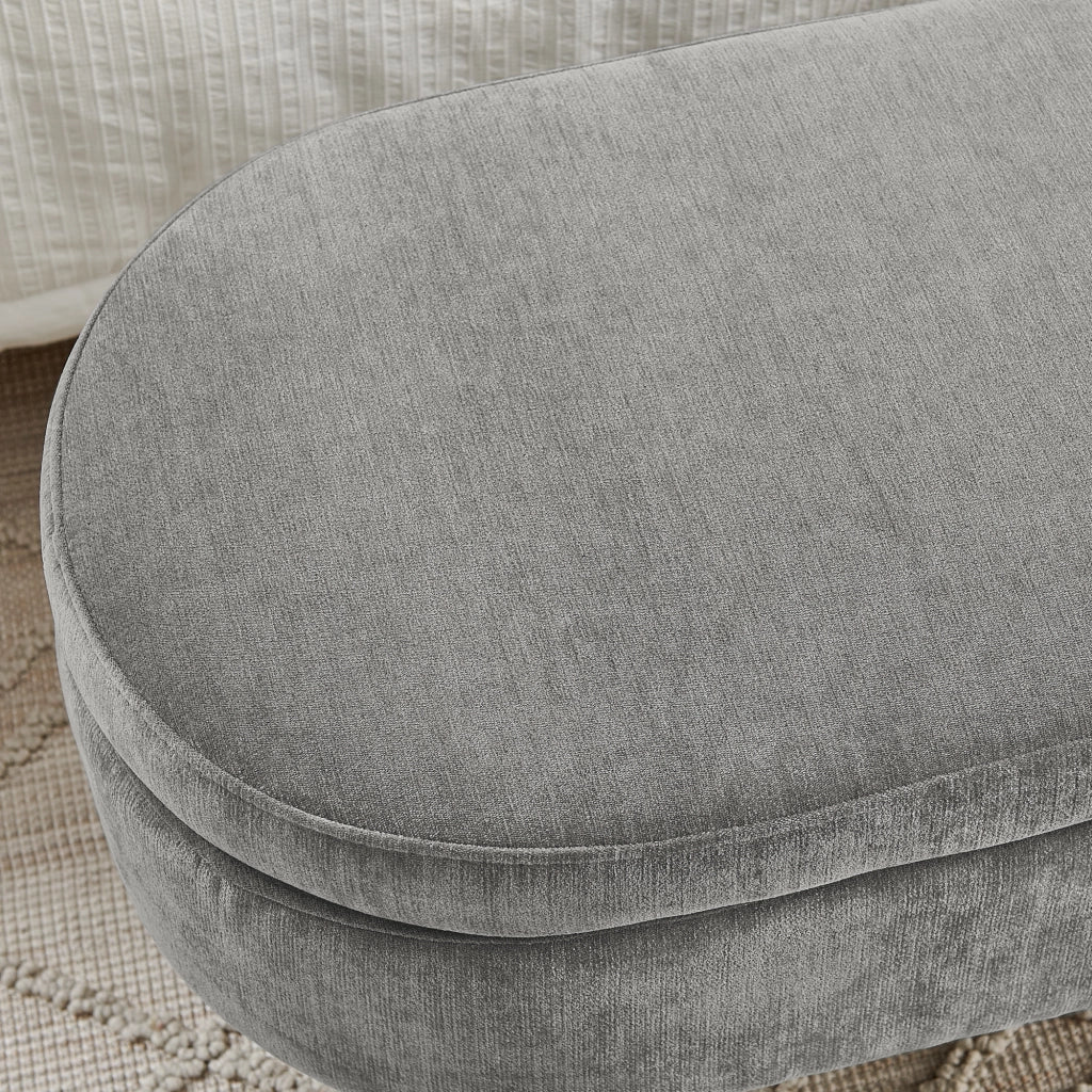 Panca contenitore ovale 110x40x42 cm con vano da 20 L in ciniglia grigio scuro