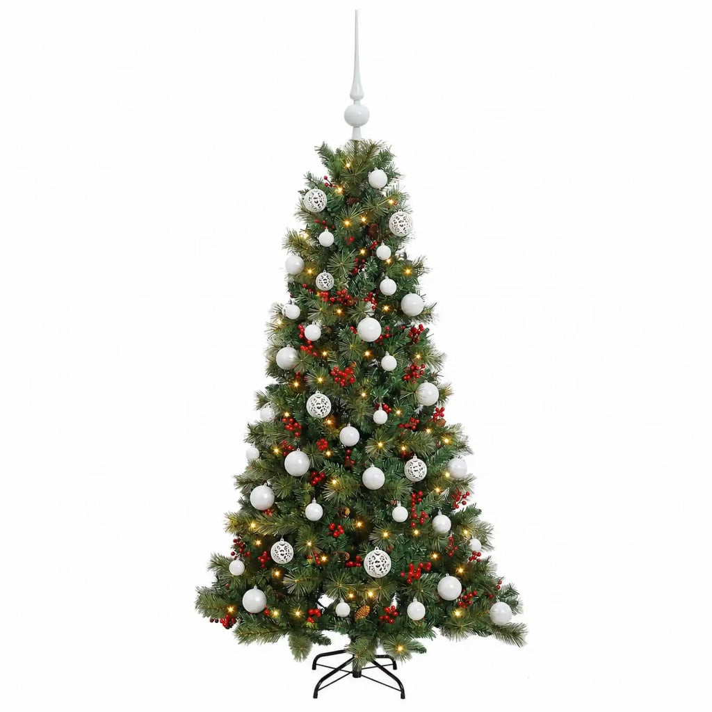 Albero di Natale artificiale con palline 120 cm 150 LED 3466079