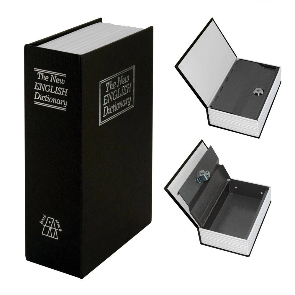 CASSETTA SICUREZZA PORTAVALORI LIBRO PORTA MONETE CHIAVE METALLO 265x200x65 mm