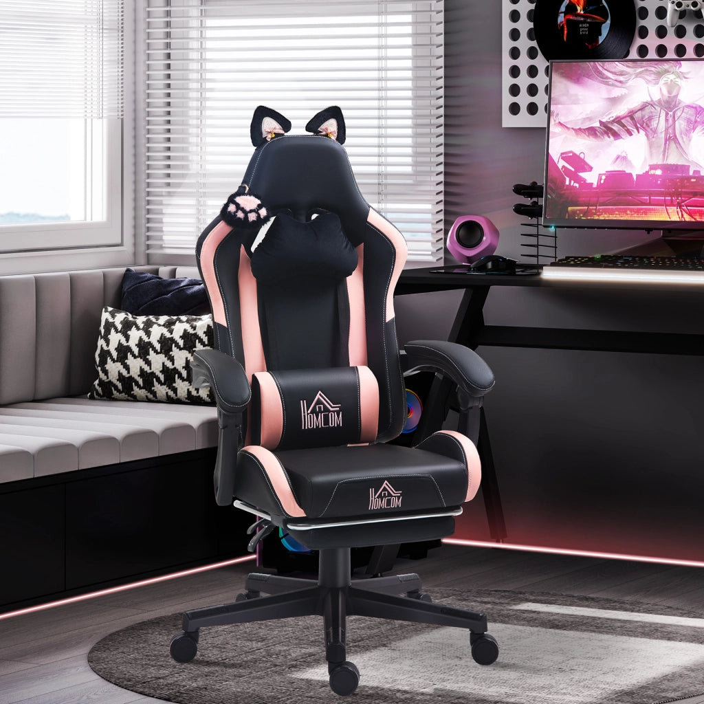 Poltrona da gaming con orecchie da gatto ¨C Minimal ¨C rosa/nera