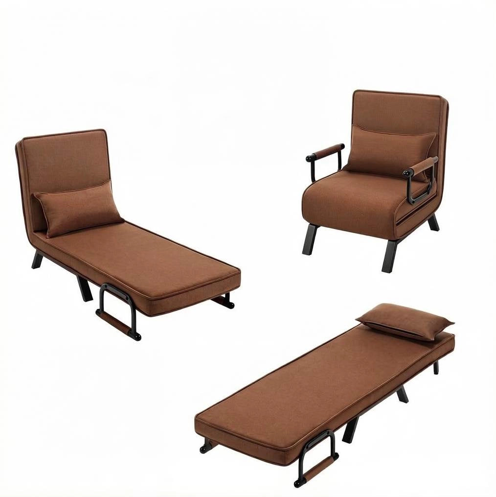 Sedia Letto Pieghevole 3 in 1 con Schienale Regolabile e Struttura in Metallo, 65x78x75 cm