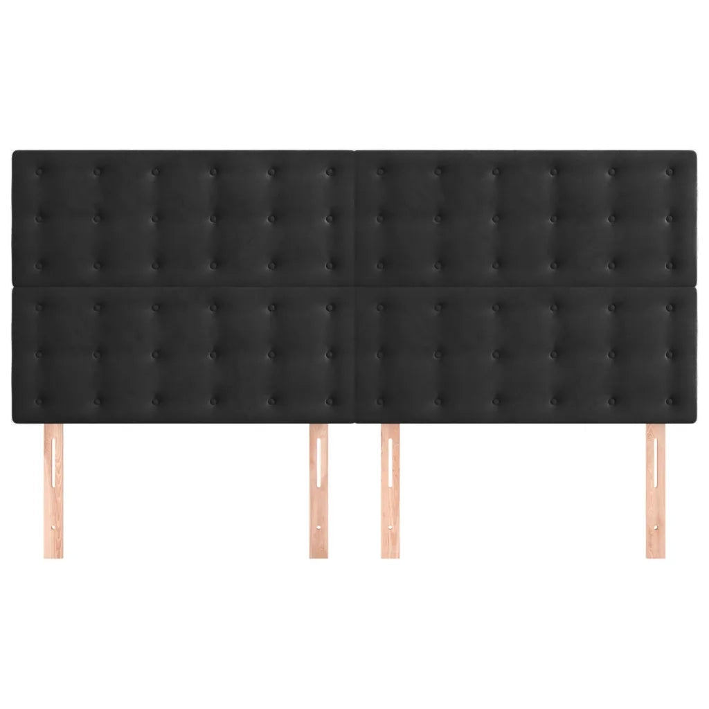 Testiera | Testata Nera 200x5x118/128 cm Velluto