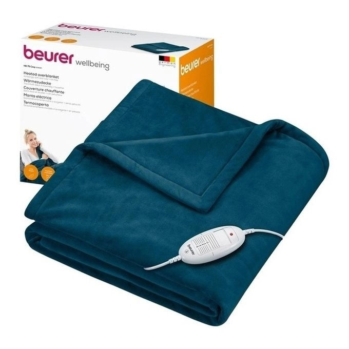 Beurer HD 75 Termocoperta Morbida Coperta Riscaldata, 6 Livelli di Temperatura, Lavabile in Lavatrice, con Spegnimento Automatico ed Extra Sicura 180 x 130 cm, Color Ocean
