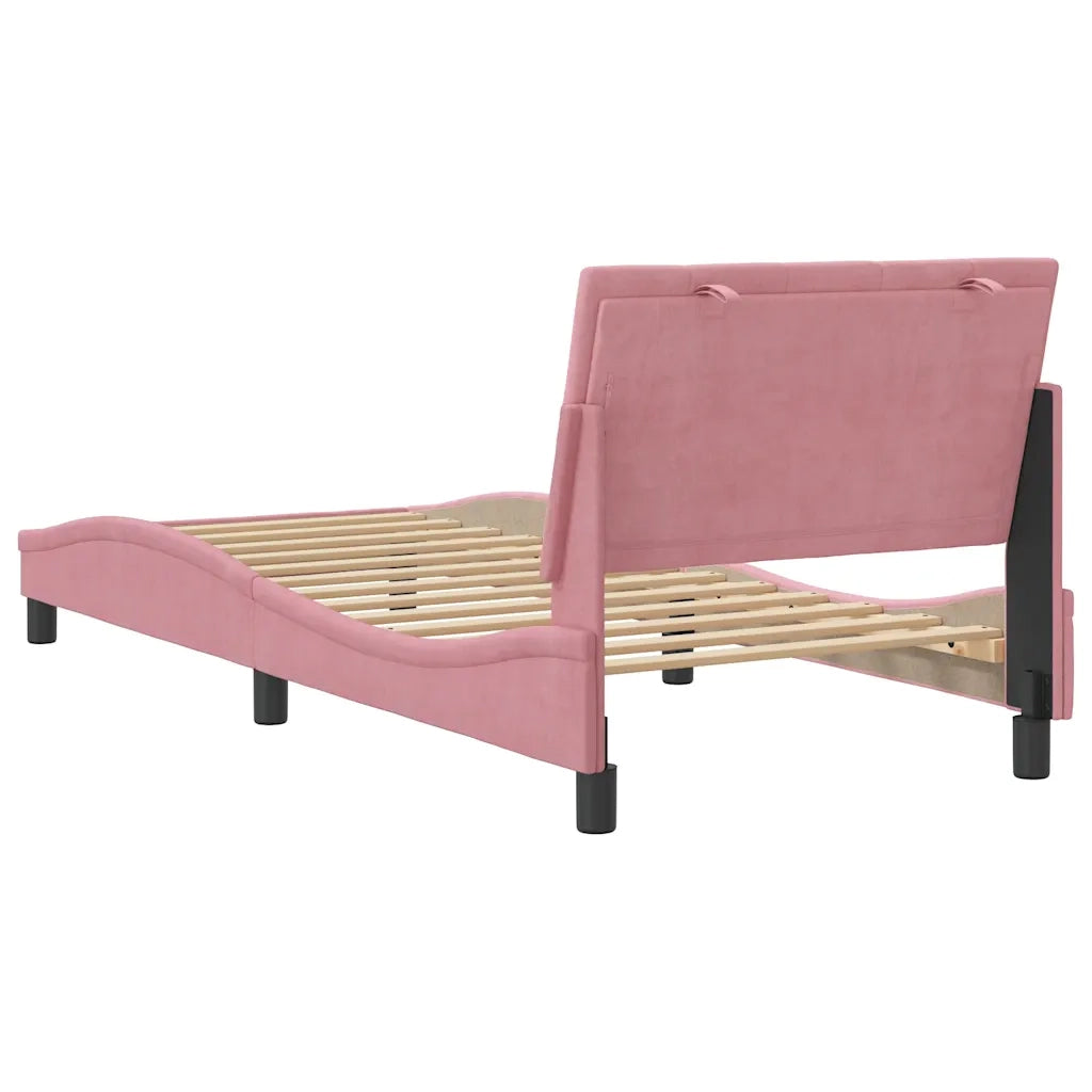 Letto singolo | Letto per adulti | Giroletto senza Materasso Hanko Rosa 80x200 cm in Velluto