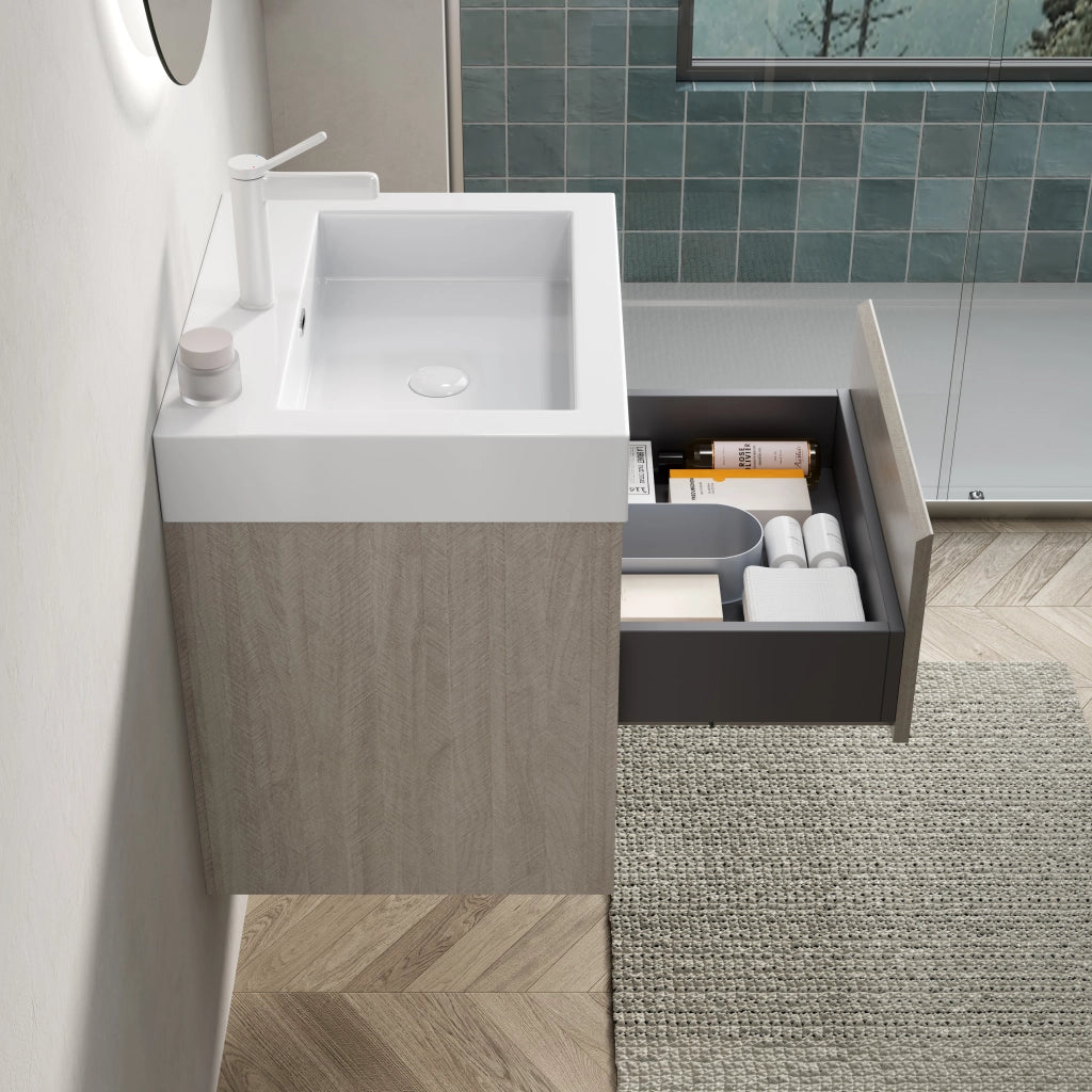 Mobile sottolavabo con 1 cassetto e 1 ripiano, lavabo integrato per bagno, 55×46×60 cm