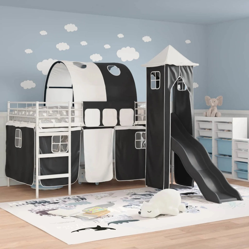 Struttura del letto loft per bambini Bianco e Nero 100 x 200 cm 42020897