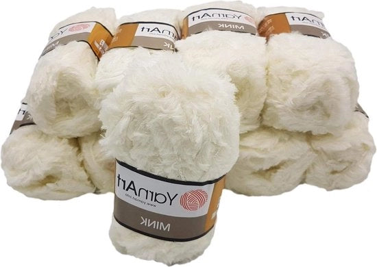 10 x 50 gram piuma a strisce filato - 500 gram pacchetto lana (crème 330)