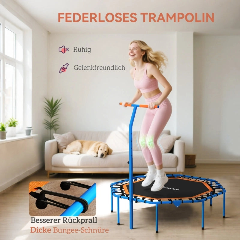 Trampolino fitness pieghevole con maniglione regolabile in plastica nera per allenamento in casa 128 × 120 × 98 cm