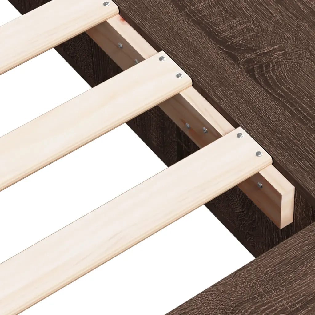 Letto singolo | Letto per adulti | Giroletto Rovere Marrone 75x190 cm in Legno Multistrato
