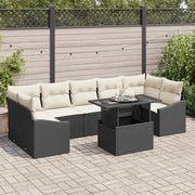 Set Divano da Giardino con archiviazione 8 pcs Nero Poly Rattan