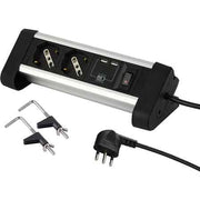 MULTIPRESA DA SCRIVANIA CON INTERRUTTORE 2 posti + 2 Usb - ELECTRALINE