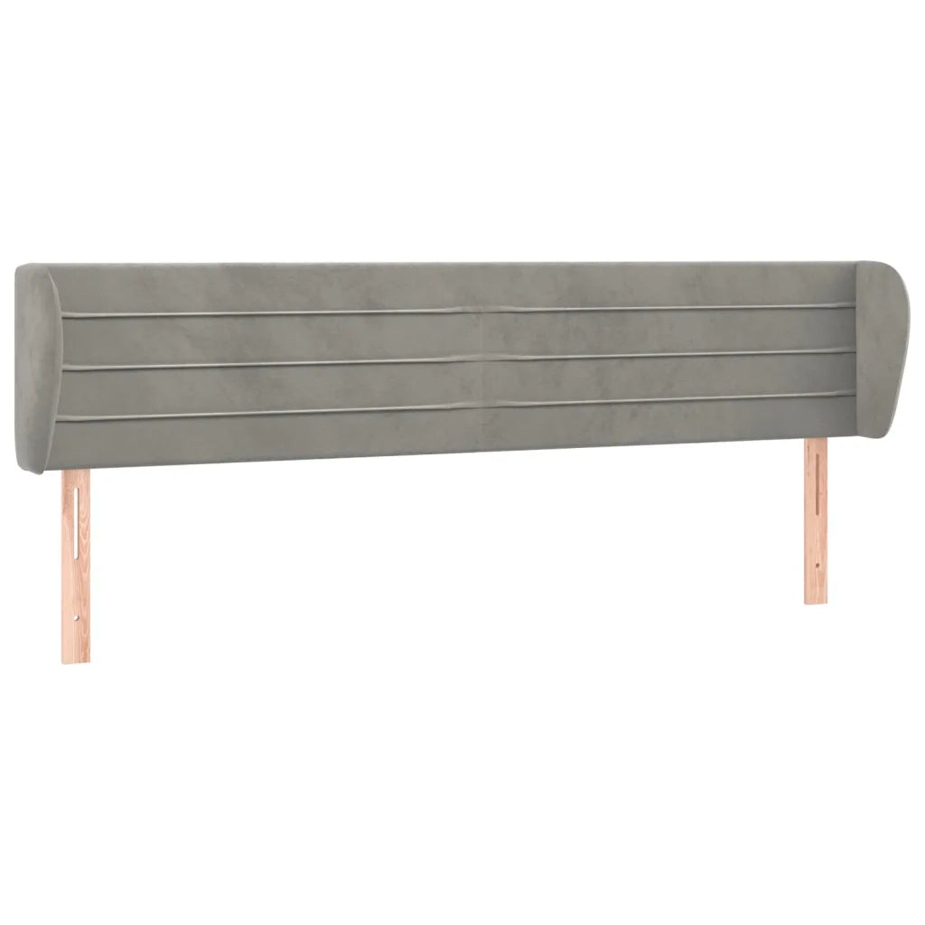 Testiera | Testata ad Orecchio Grigio Chiaro 203x23x78/88 cm in Velluto