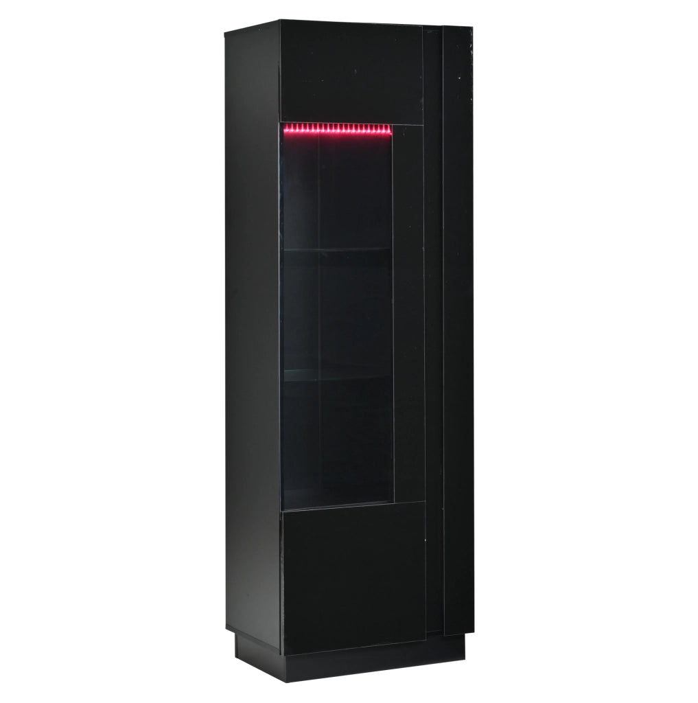 Vetrina alta 60x40x180 cm nera con anta in acrilico; LED controllabili tramite app