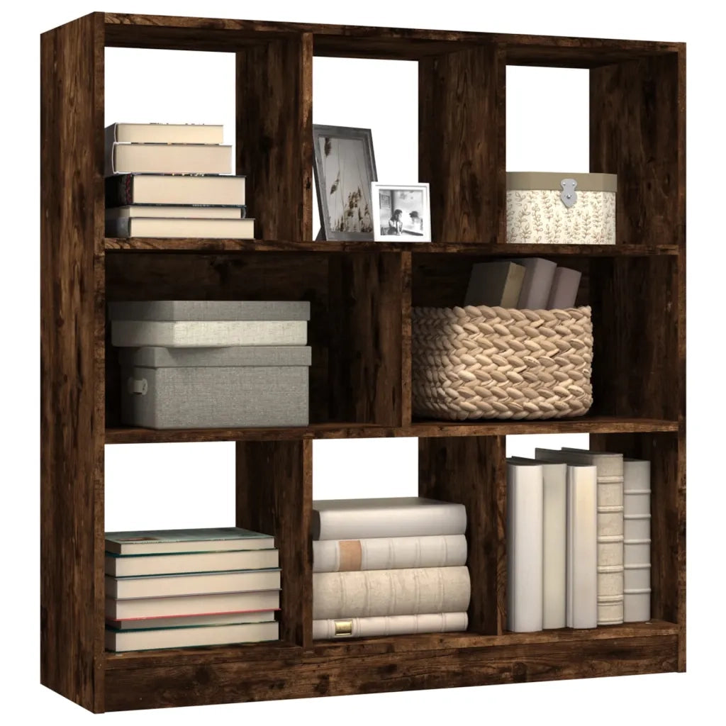 Libreria-Scaffale per Libri-Mobile di Stoccaggio Rovere Fumo 97,5x29,5x100 cm in Legno Multistrato