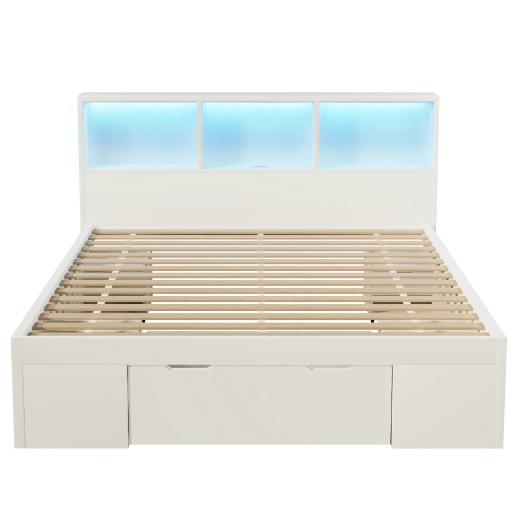 Letto matrimoniale 140x190 cm bianco con contenitore